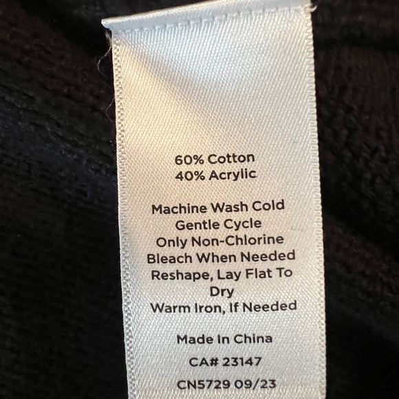 Talbots Women's Petite Black Crochet Split Neck Sweater, Size Large - Picture 8 of 9